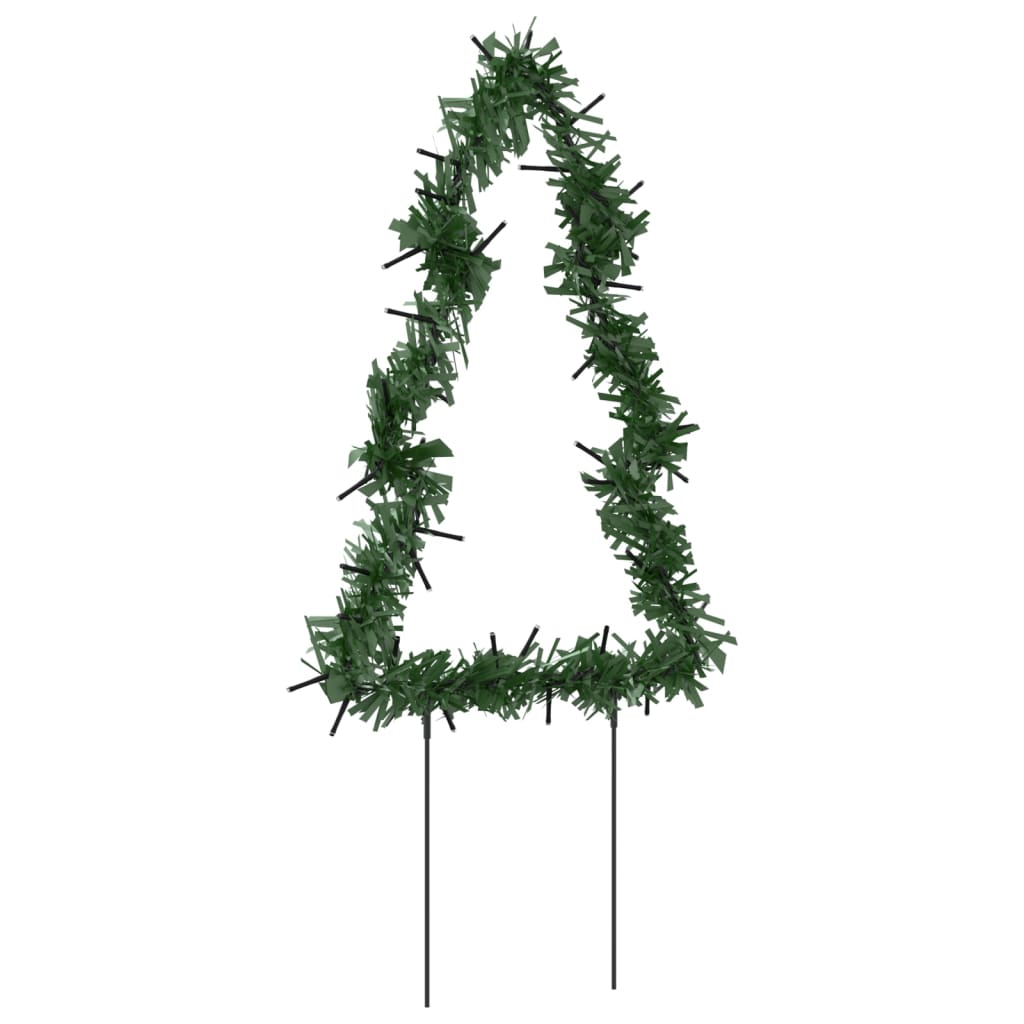 Kerstverlichting kerstboom 3 st met grondpinnen 50 LED's 30 cm