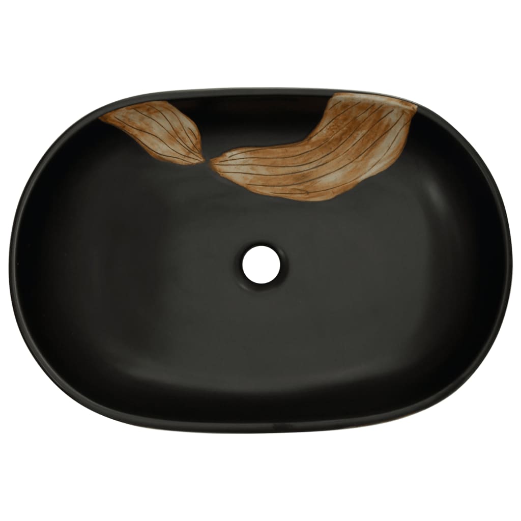 Opzetwasbak ovaal 59x40x14 cm keramiek zwart