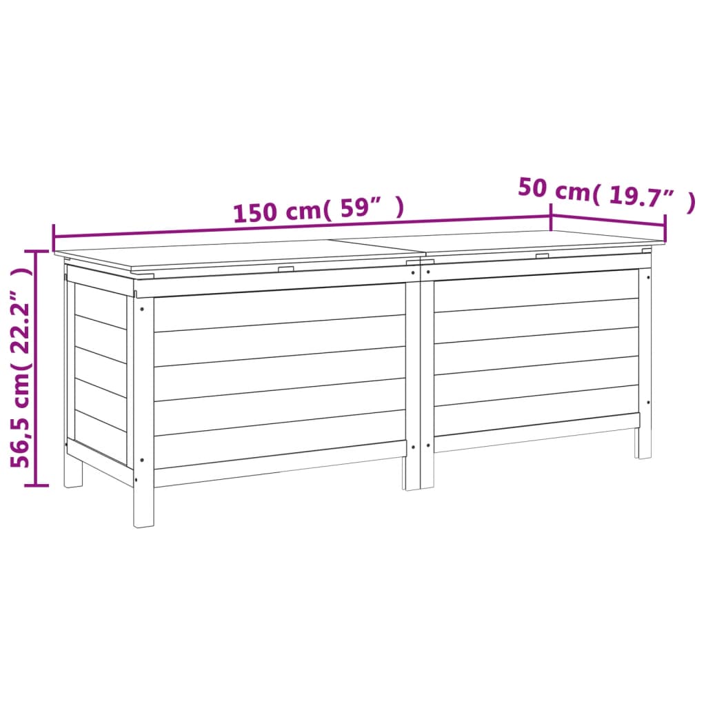 Tuinbox 150X50X56,5 Cm Massief Vurenhout Antracietkleurig 150 x 50 x 56.5 cm