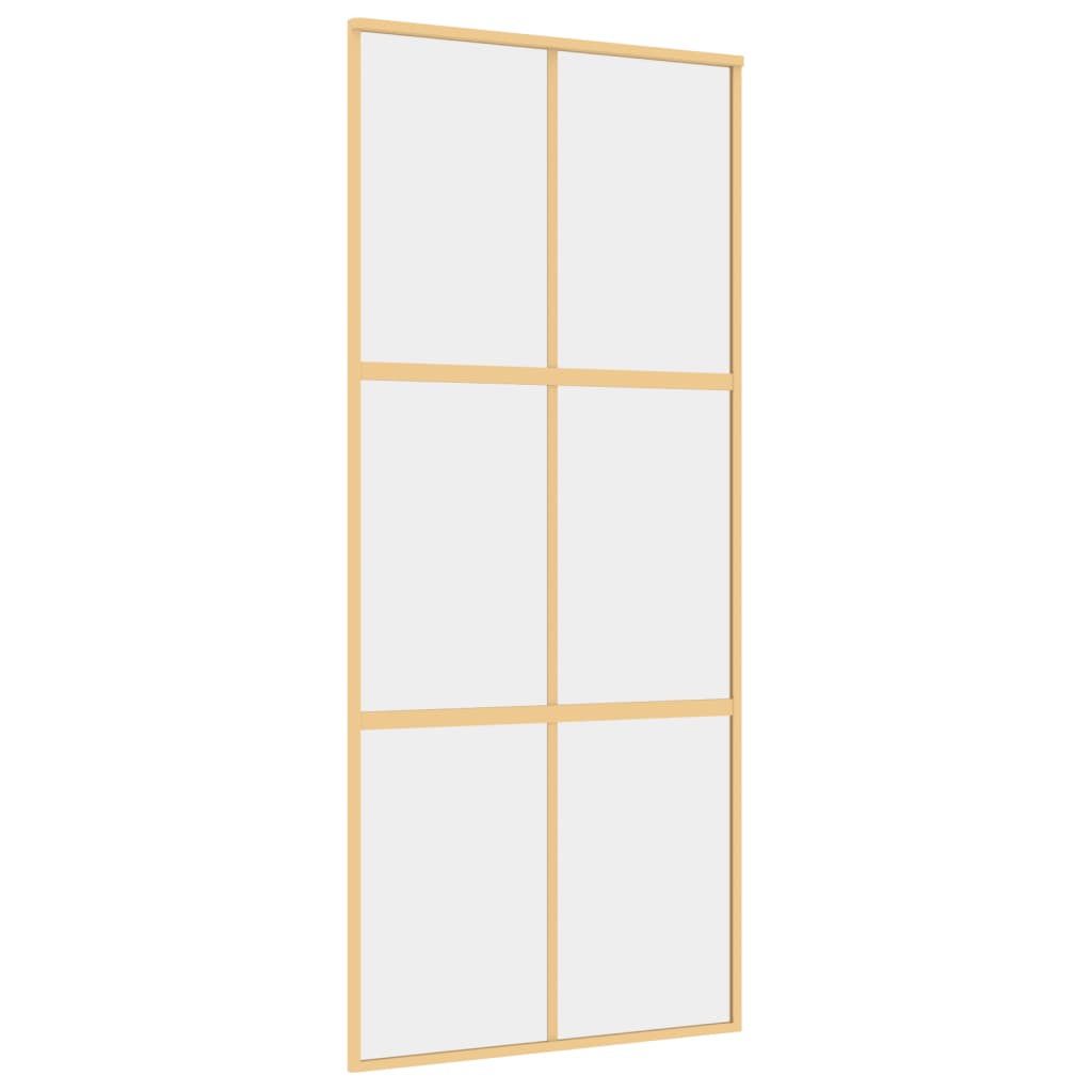 Schuifdeur 90x205 cm helder ESG-glas en aluminium goudkleurig