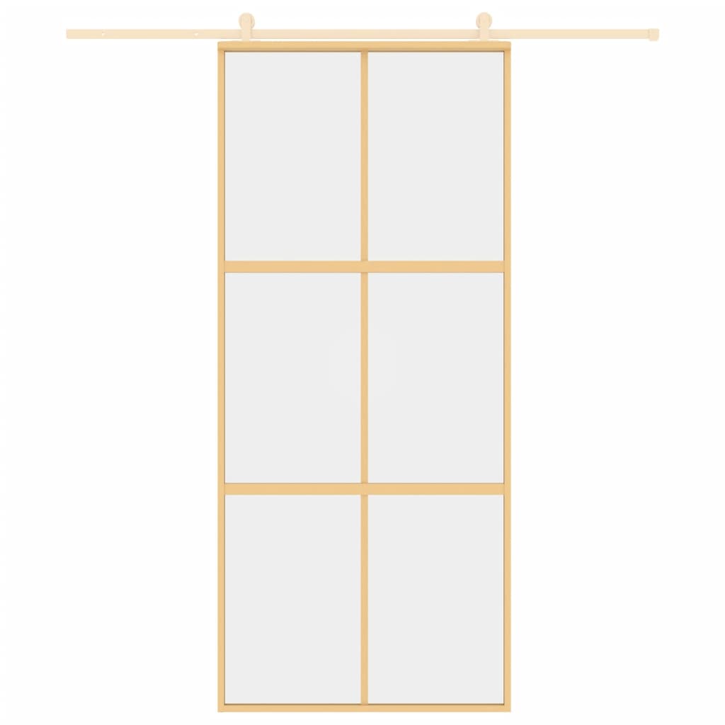 Schuifdeur 90x205 cm helder ESG-glas en aluminium goudkleurig