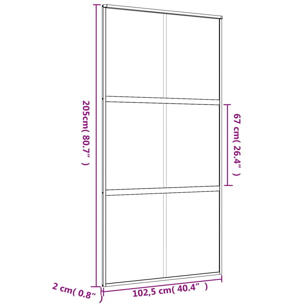 Schuifdeur 102,5x205 cm helder ESG-glas en aluminium goudkleur