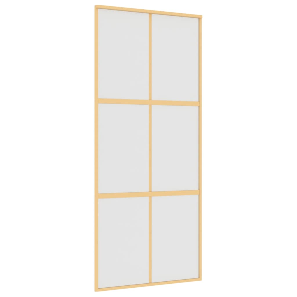 Schuifdeur 90x205 cm mat ESG-glas en aluminium goudkleurig