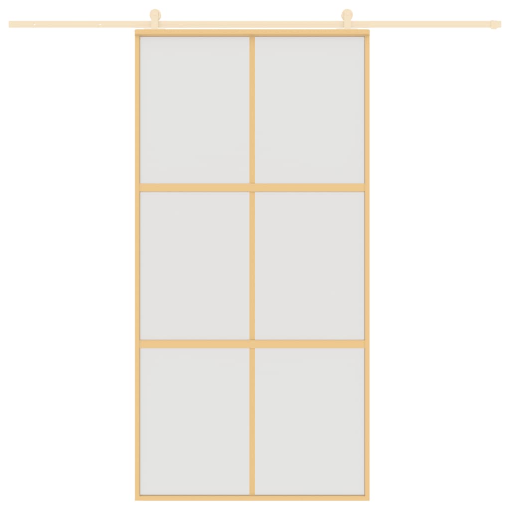 Schuifdeur 102,5x205 cm mat ESG-glas en aluminium goudkleurig