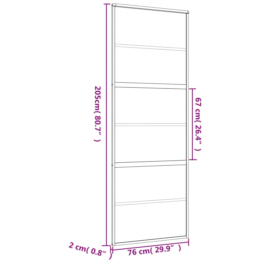 Schuifdeur 76x205 cm helder ESG-glas en aluminium goudkleurig