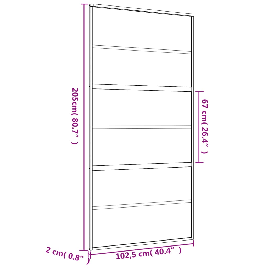 Schuifdeur 102,5x205 cm helder ESG-glas en aluminium goudkleur