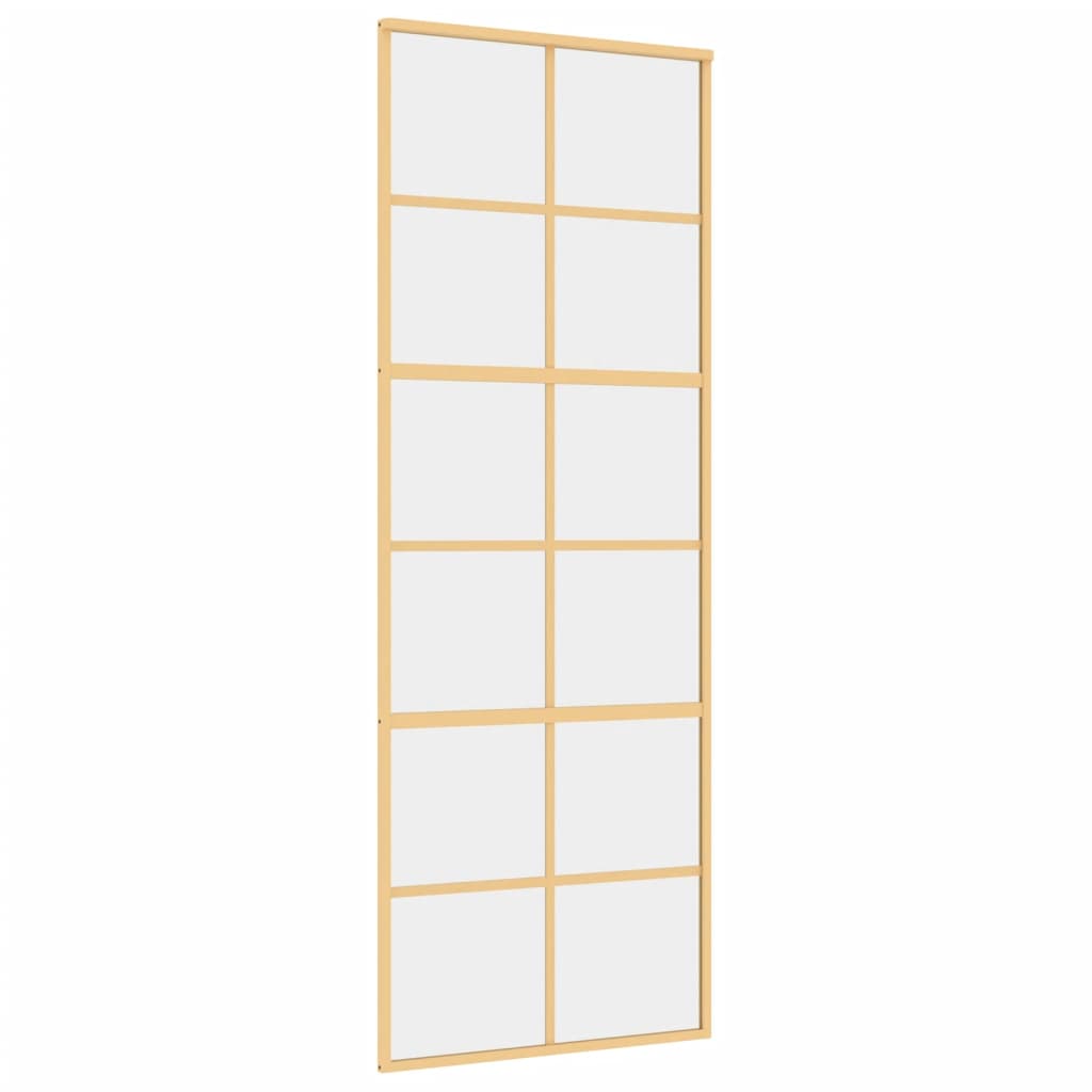 Schuifdeur 76x205 cm helder ESG-glas en aluminium goudkleurig