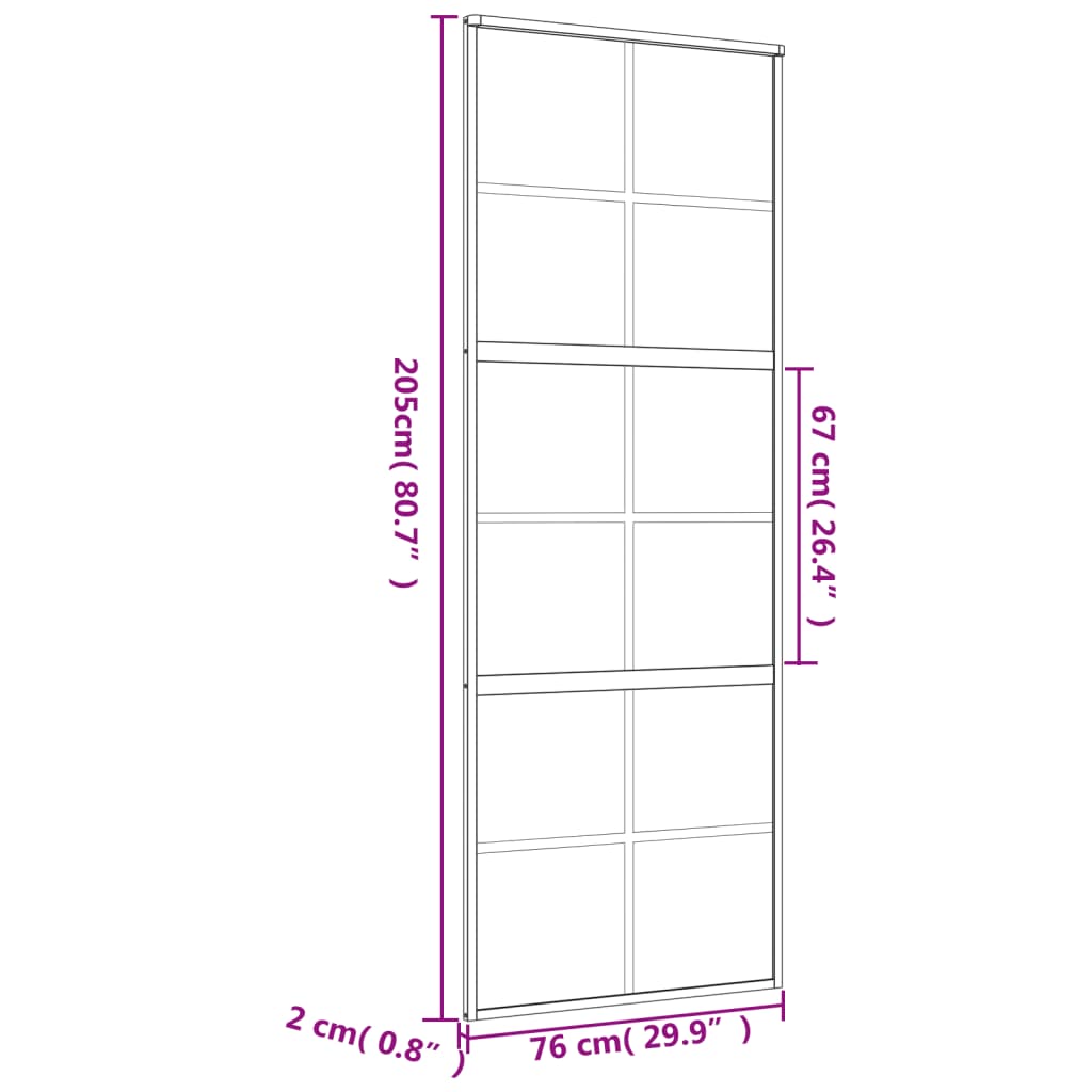 Schuifdeur 76x205 cm helder ESG-glas en aluminium goudkleurig