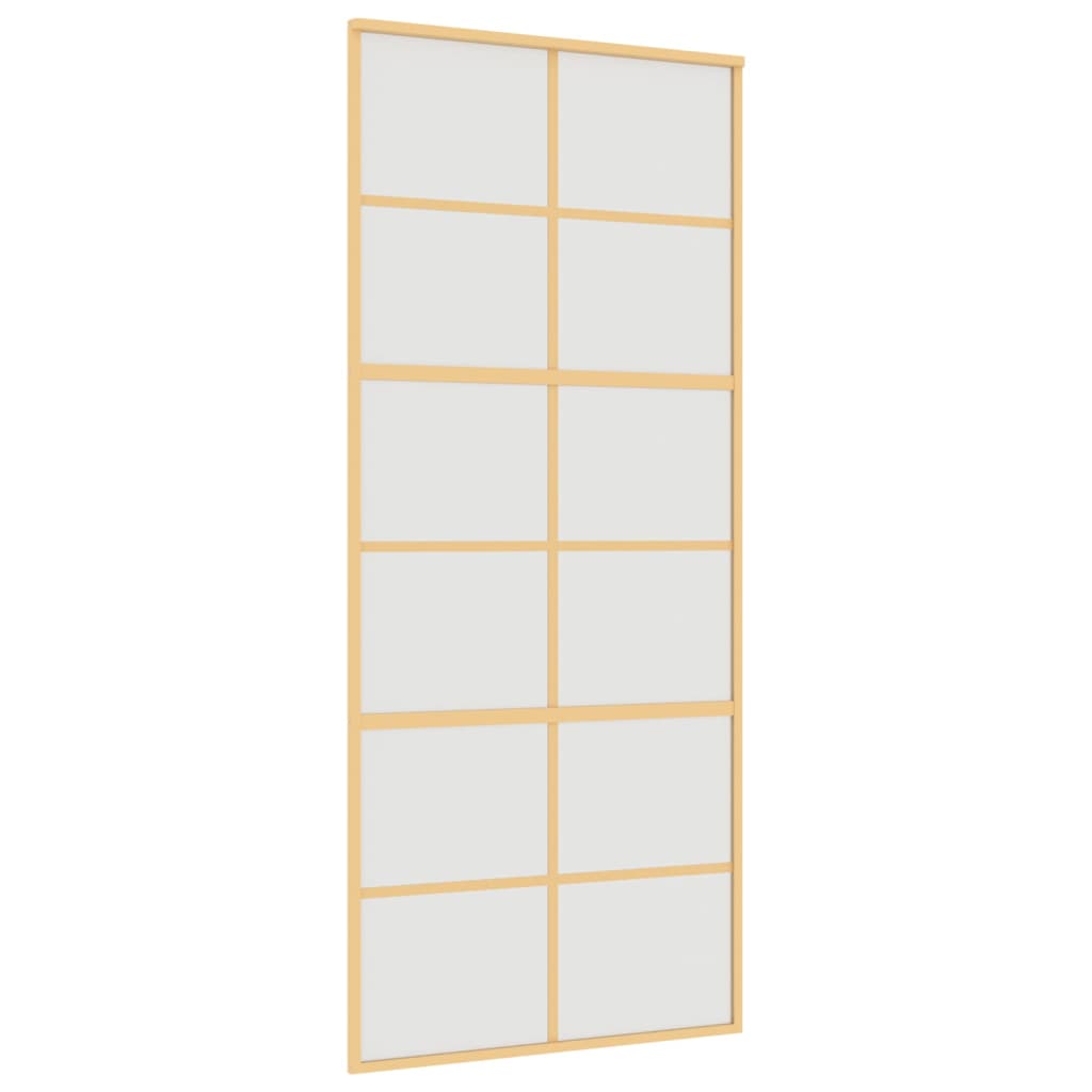 Schuifdeur 90x205 cm mat ESG-glas en aluminium goudkleurig