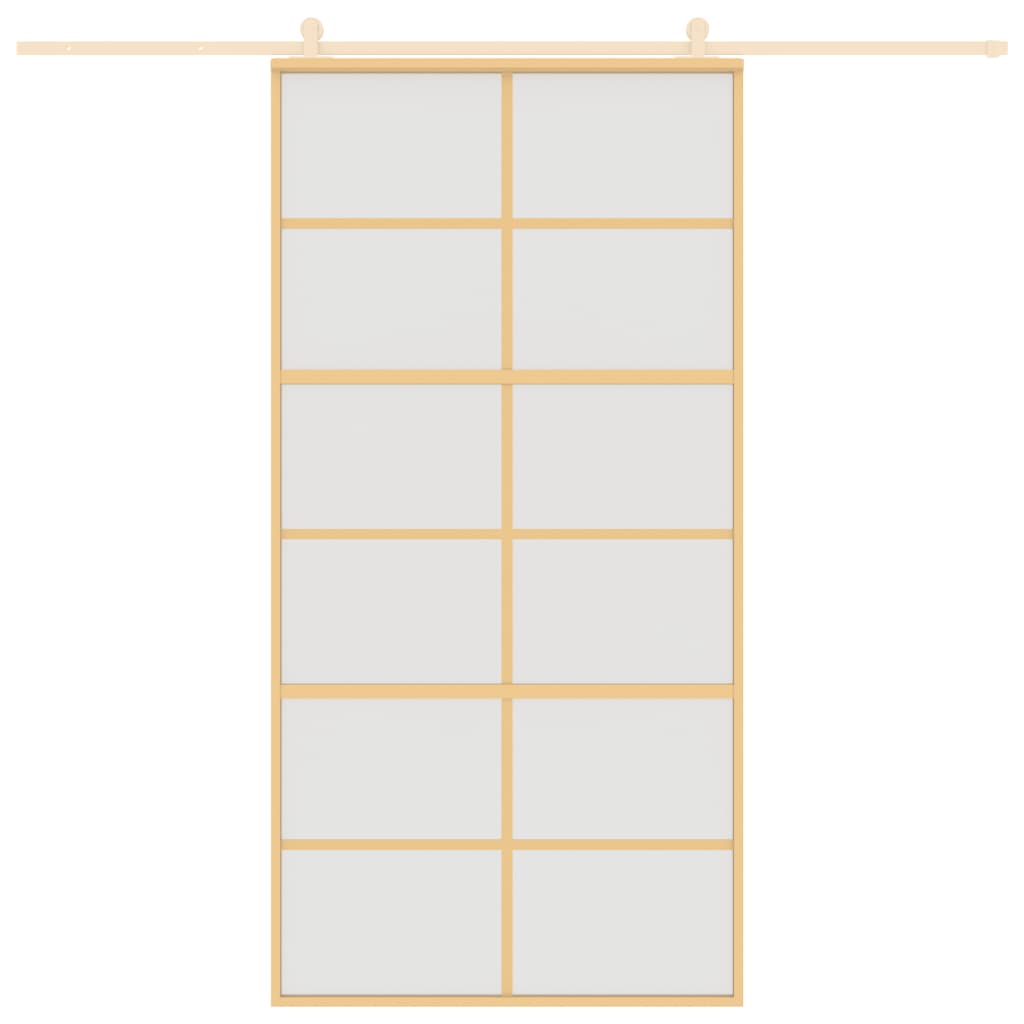 Schuifdeur 102,5x205 cm mat ESG-glas en aluminium goudkleurig