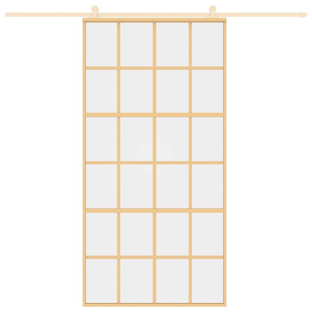 Schuifdeur 102,5x205 cm helder ESG-glas en aluminium goudkleur