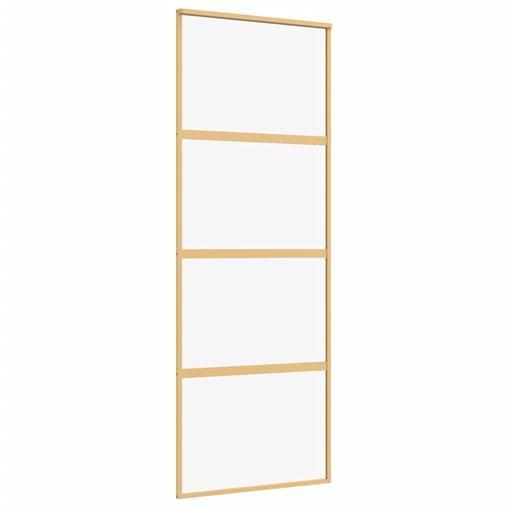 Schuifdeur 76x205 cm helder ESG-glas en aluminium goudkleurig