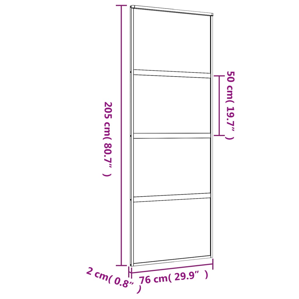 Schuifdeur 76x205 cm helder ESG-glas en aluminium goudkleurig