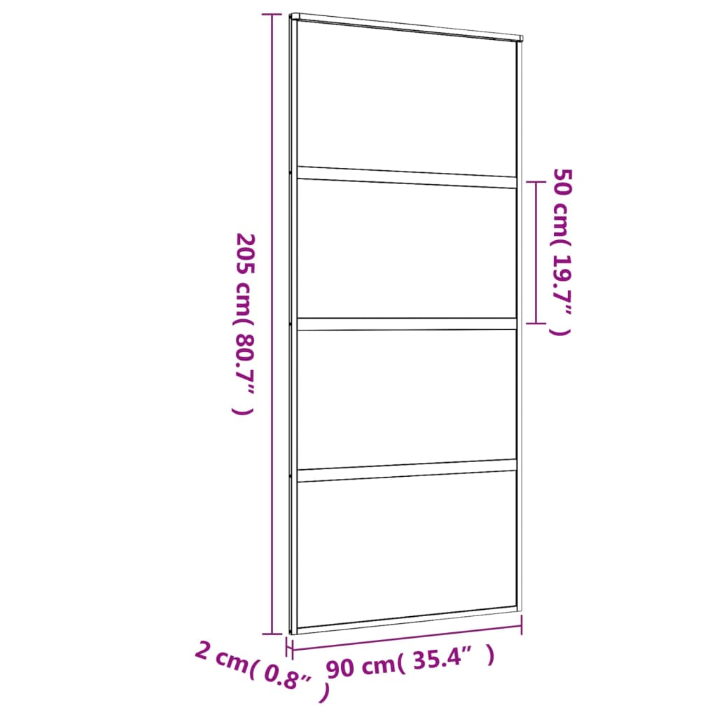 Schuifdeur 90x205 cm helder ESG-glas en aluminium goudkleurig