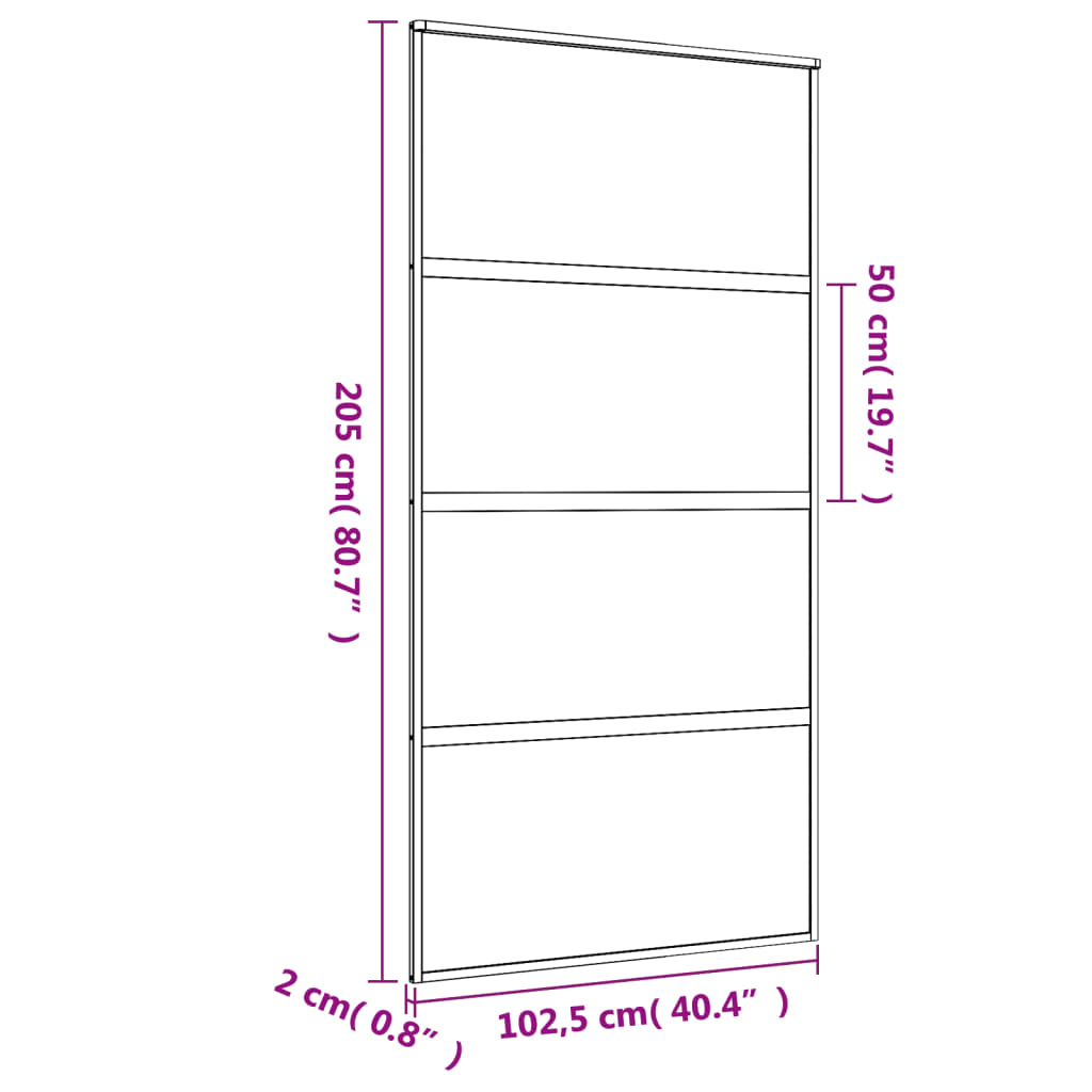 Schuifdeur 102,5x205 cm helder ESG-glas en aluminium goudkleur