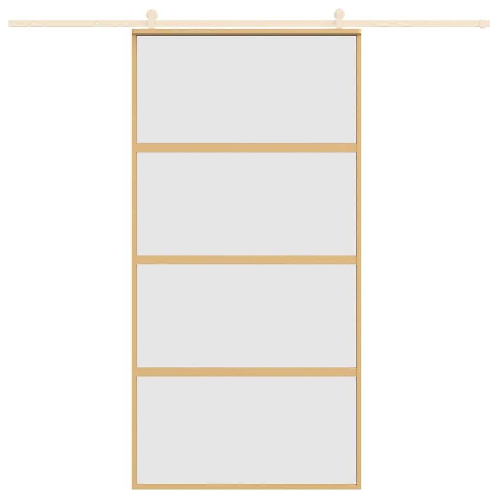 Schuifdeur 102,5x205 cm mat ESG-glas en aluminium goudkleurig
