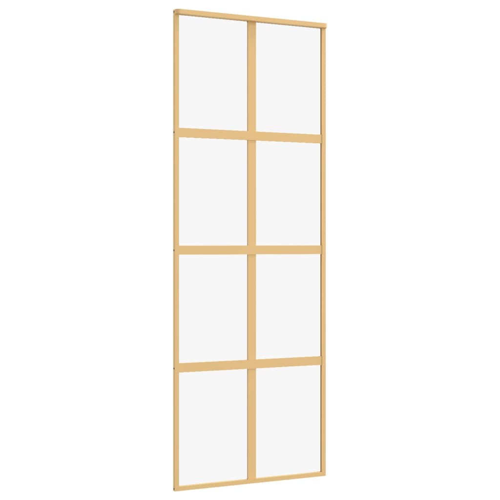 Schuifdeur 76x205 cm helder ESG-glas en aluminium goudkleurig