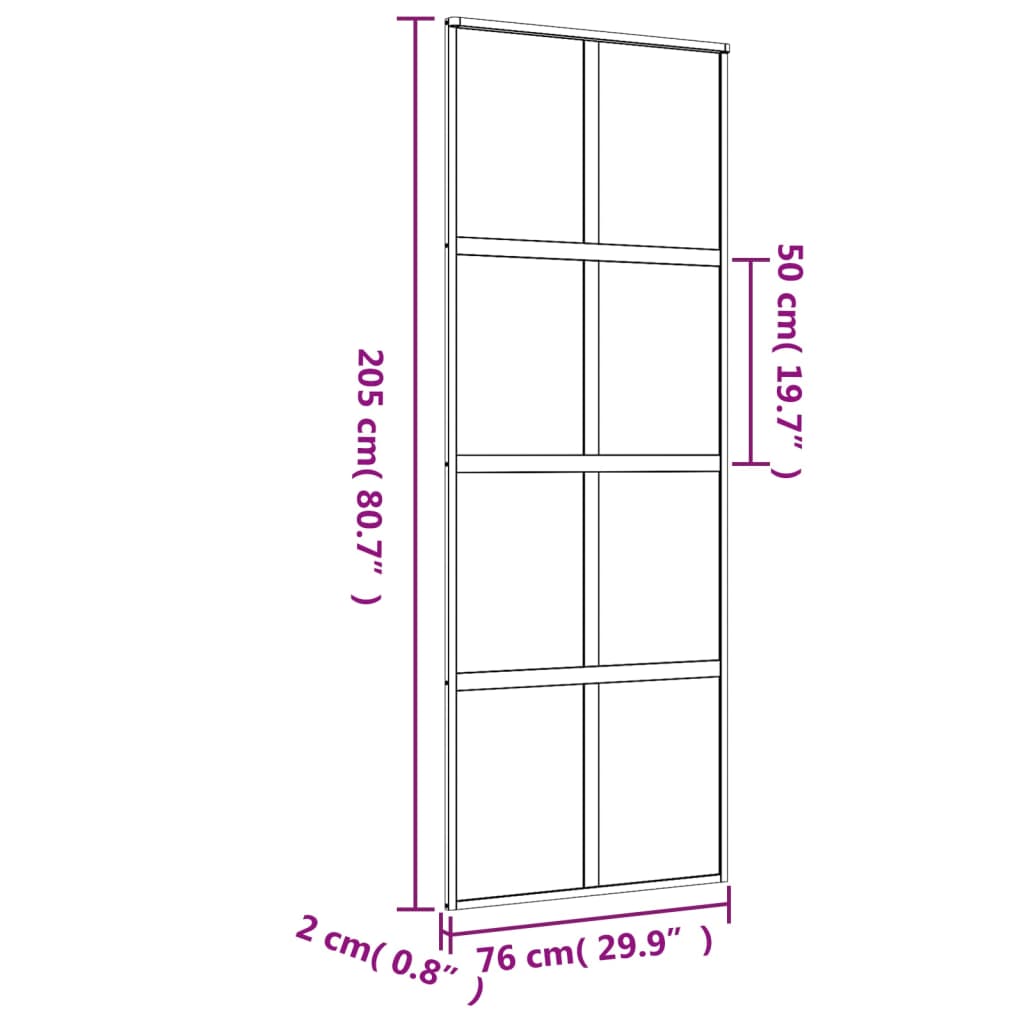 Schuifdeur 76x205 cm helder ESG-glas en aluminium goudkleurig