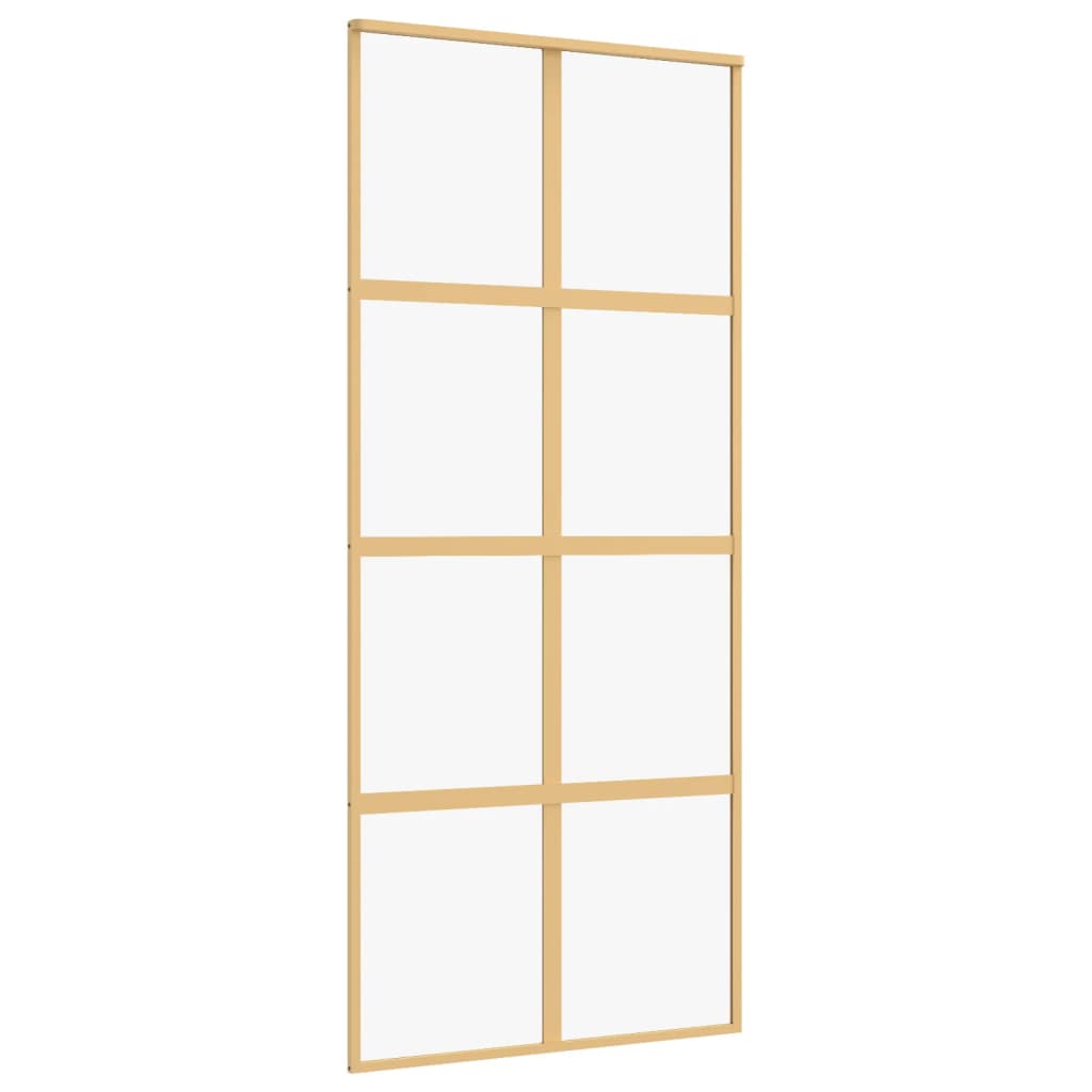 Schuifdeur 90x205 cm helder ESG-glas en aluminium goudkleurig