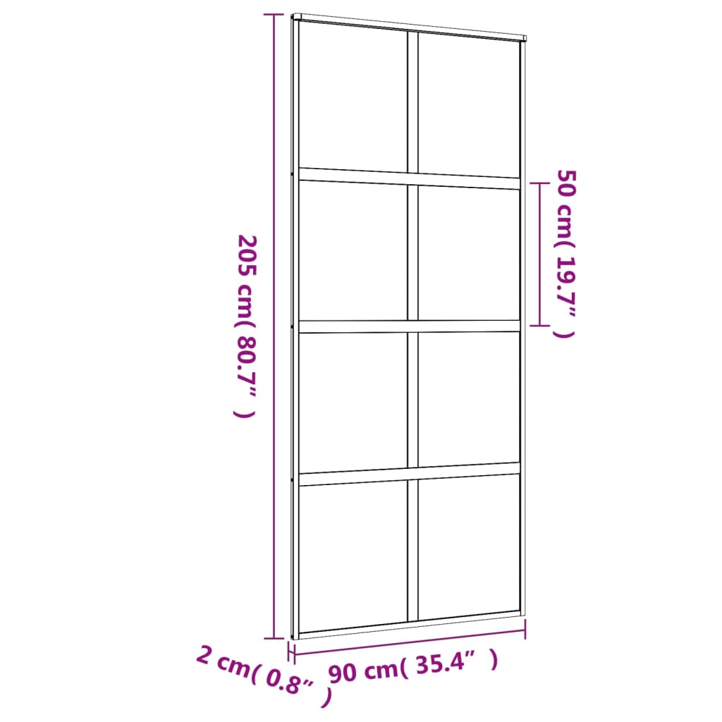 Schuifdeur 90x205 cm helder ESG-glas en aluminium goudkleurig