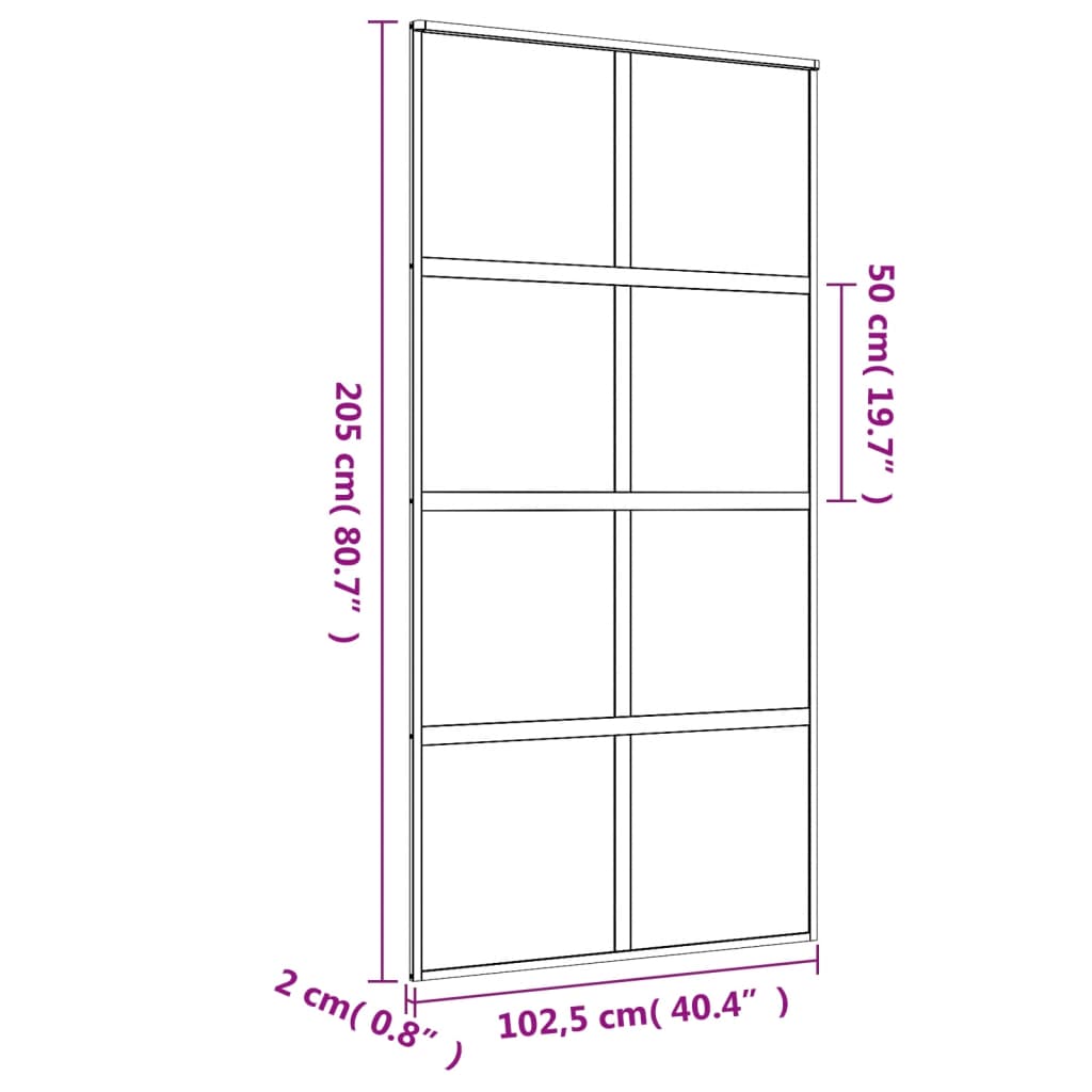 Schuifdeur 102,5x205 cm helder ESG-glas en aluminium goudkleur