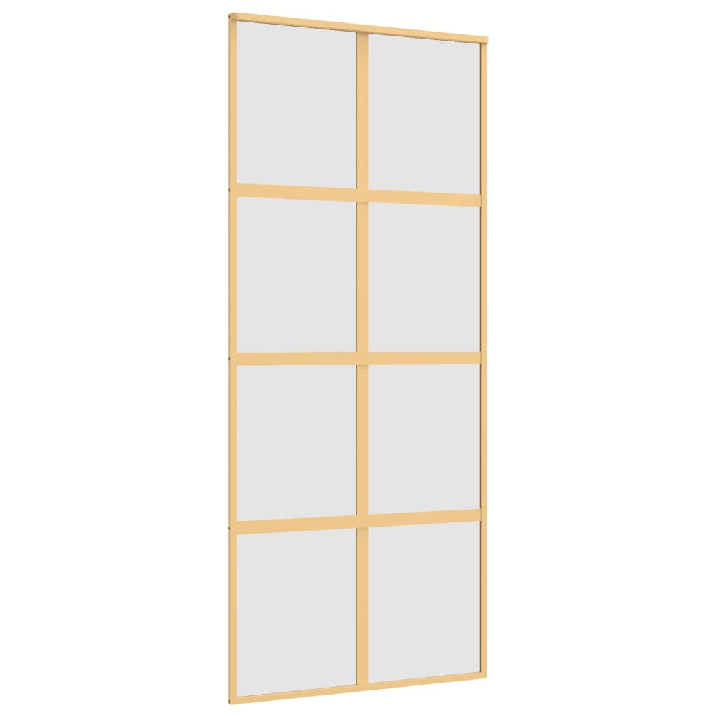 Schuifdeur 90x205 cm mat ESG-glas en aluminium goudkleurig