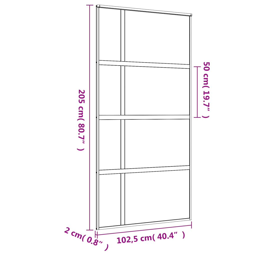 Schuifdeur 102,5x205 cm helder ESG-glas en aluminium goudkleur