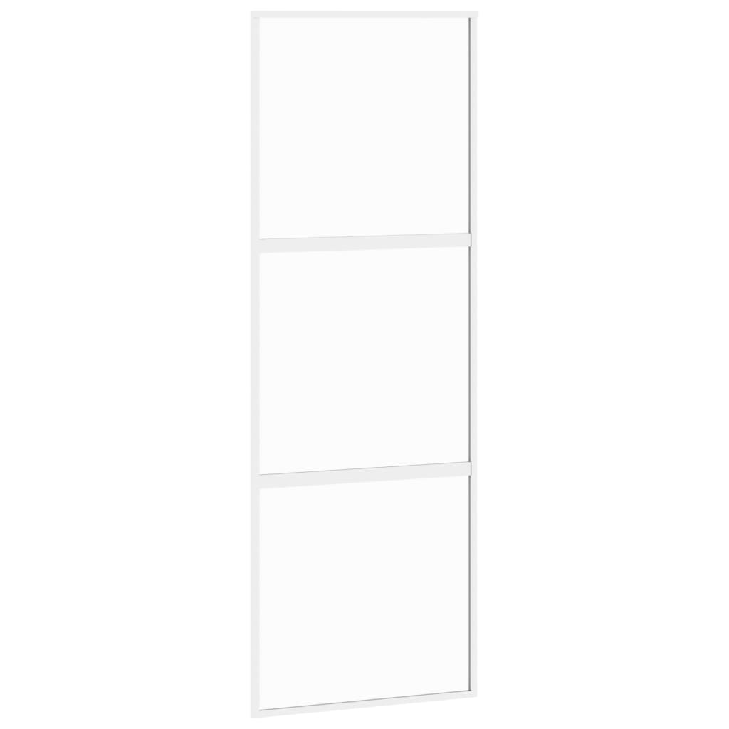 Schuifdeur 76x205 cm gehard glas en aluminium wit