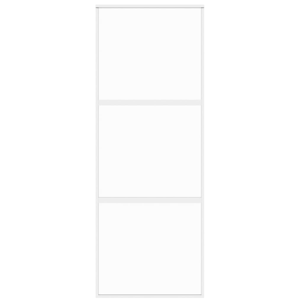 Schuifdeur 76x205 cm gehard glas en aluminium wit