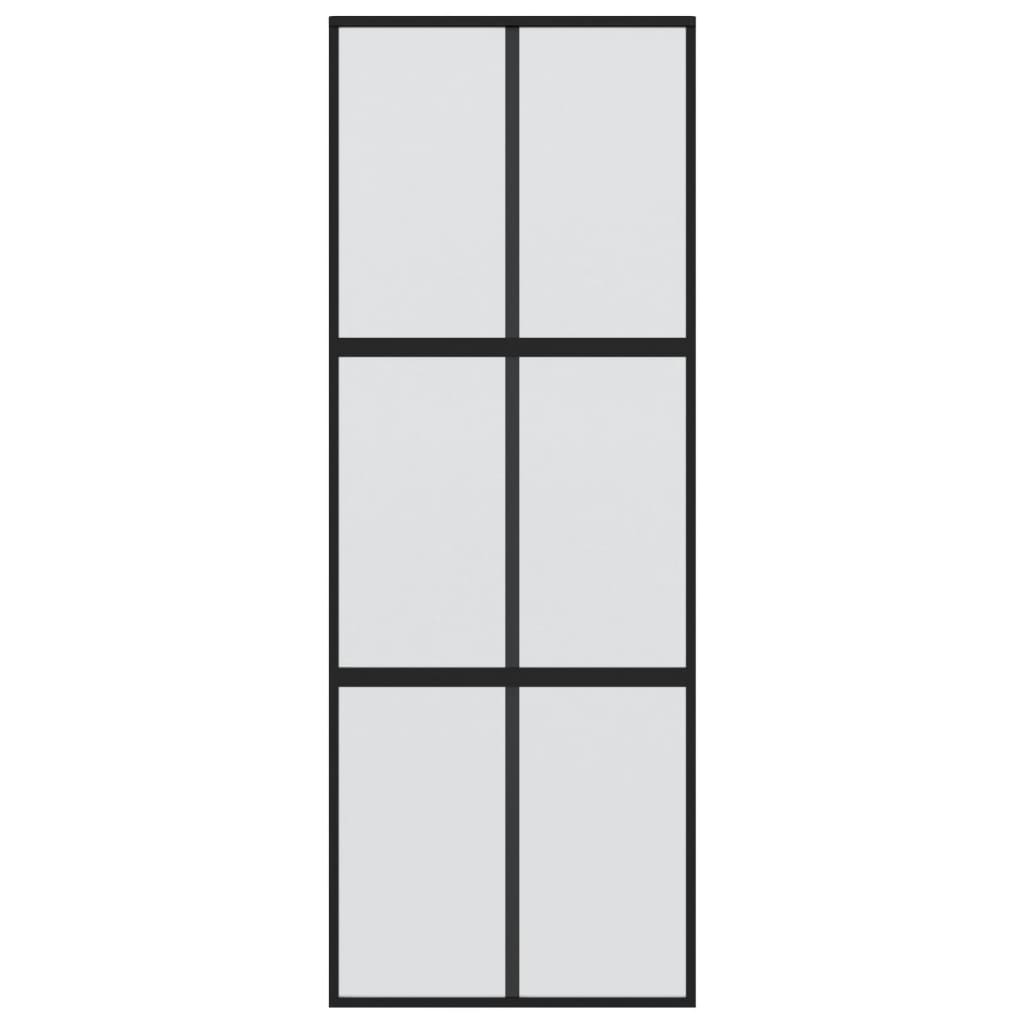 Schuifdeur 90x205 cm gehard glas en aluminium zwart