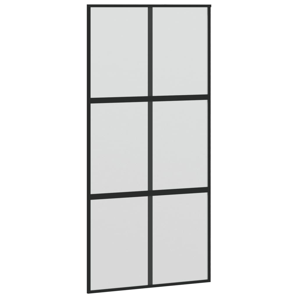 Schuifdeur 02,5X205 Cm Gehard Glas En Aluminium Zwart En Mat 102.5 x 205 cm 3x2 raster