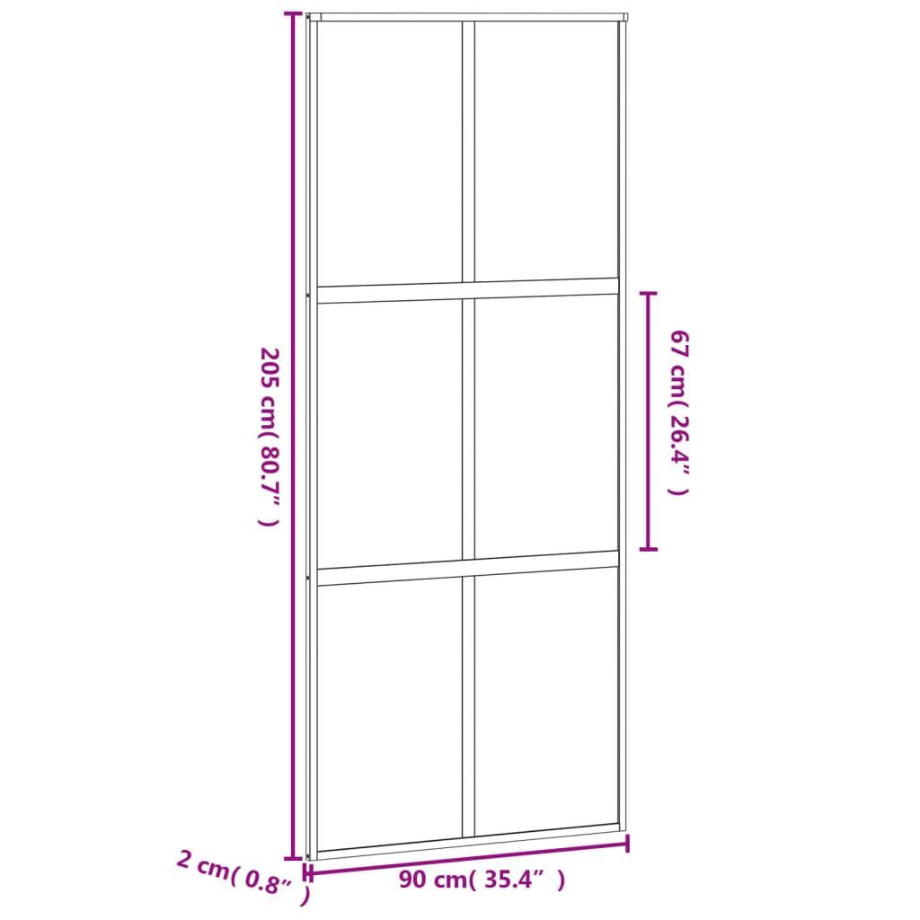 Schuifdeur 90X205 Cm Gehard Glas En Aluminium Wit