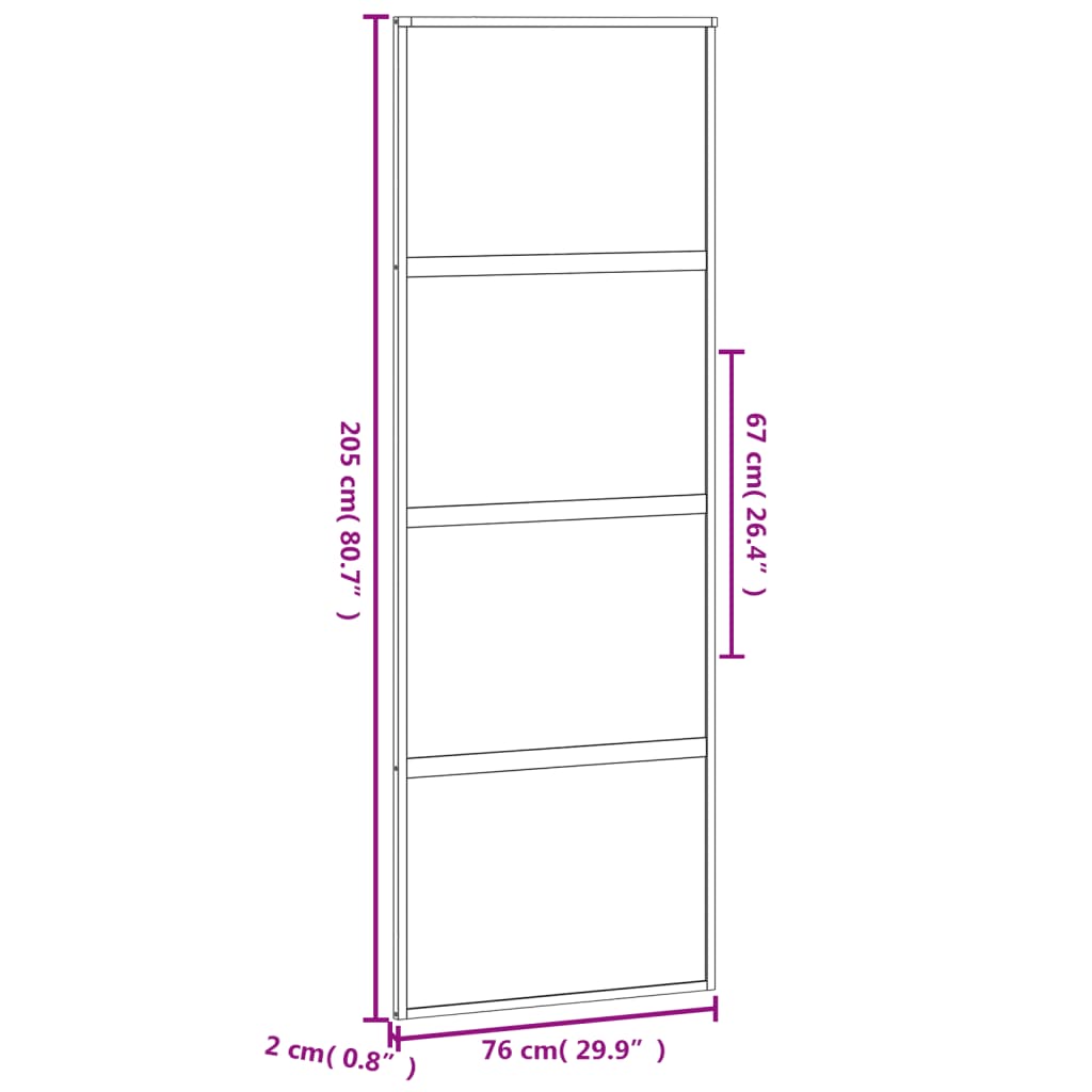 Schuifdeur Gehard Glas En Aluminium Zwart 76 x 205 cm Halfmat