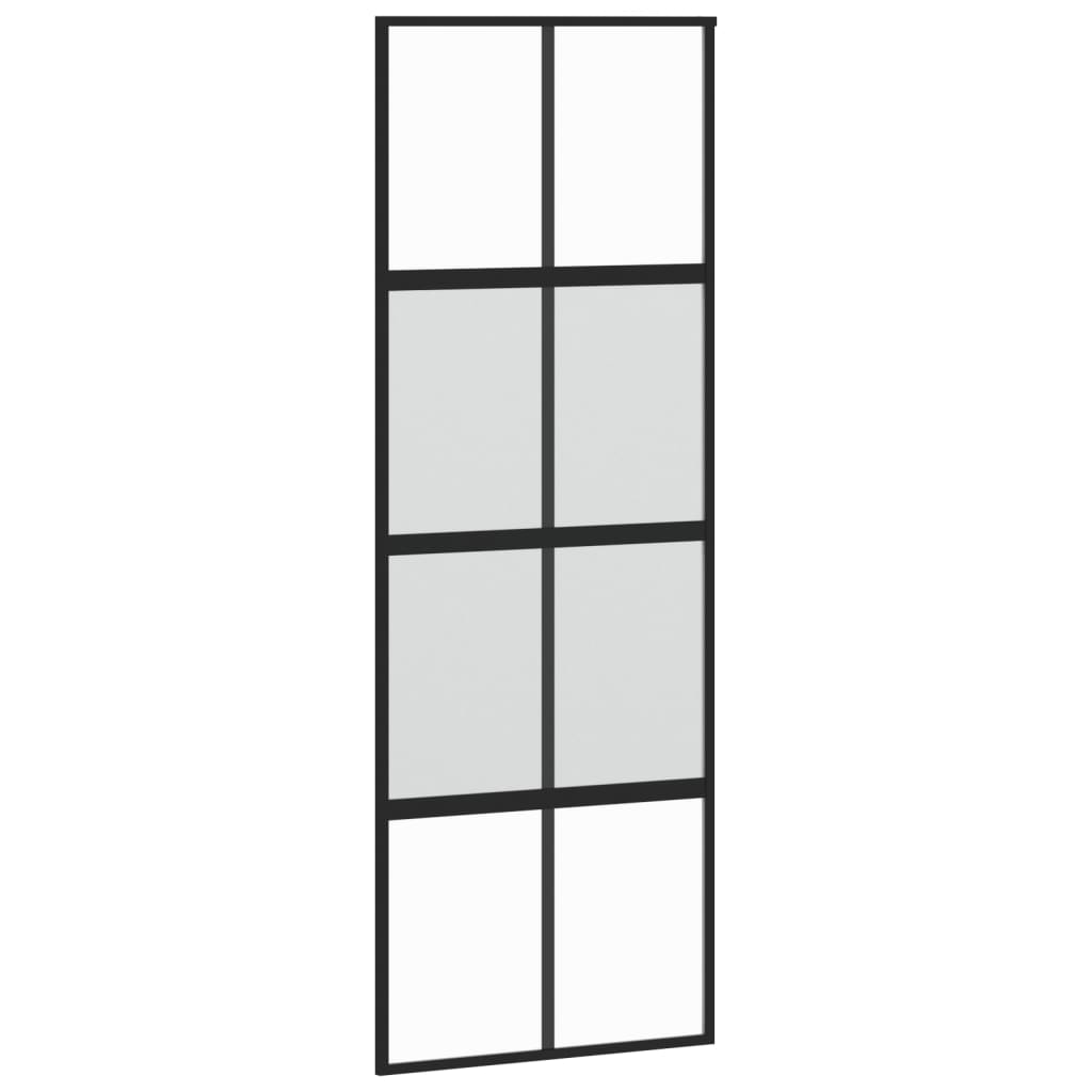 Schuifdeur 76x205 cm gehard glas en aluminium zwart