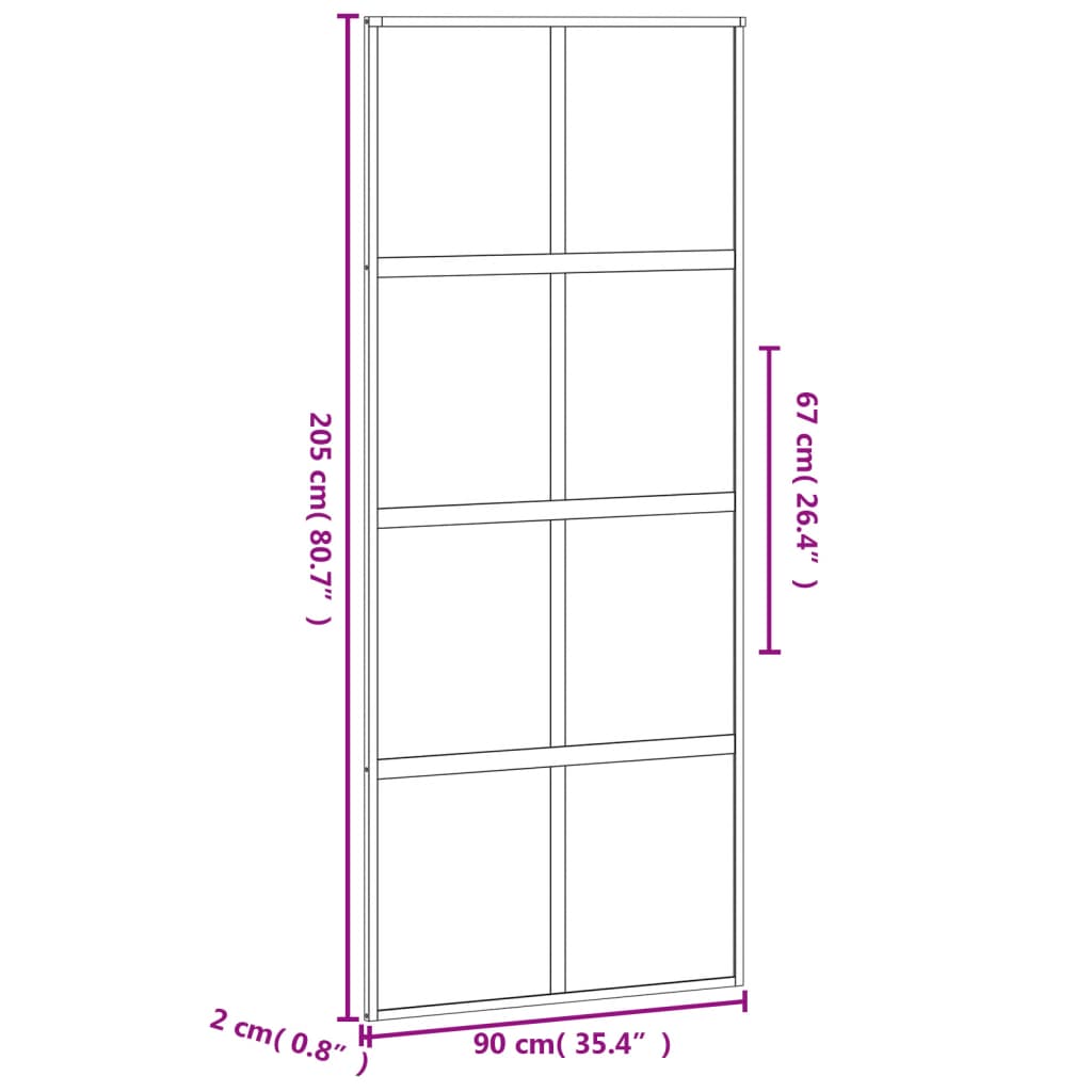 Schuifdeur 90X205 Cm Gehard Glas En Aluminium Zwart 1 90 x 205 cm