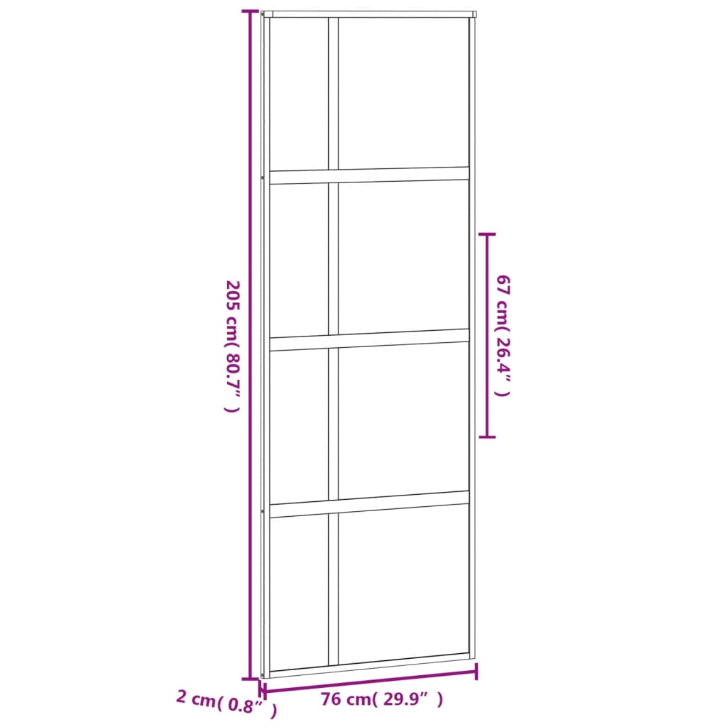 Schuifdeur Gehard Glas En Aluminium Zwart 76 x 205 cm Halfmat