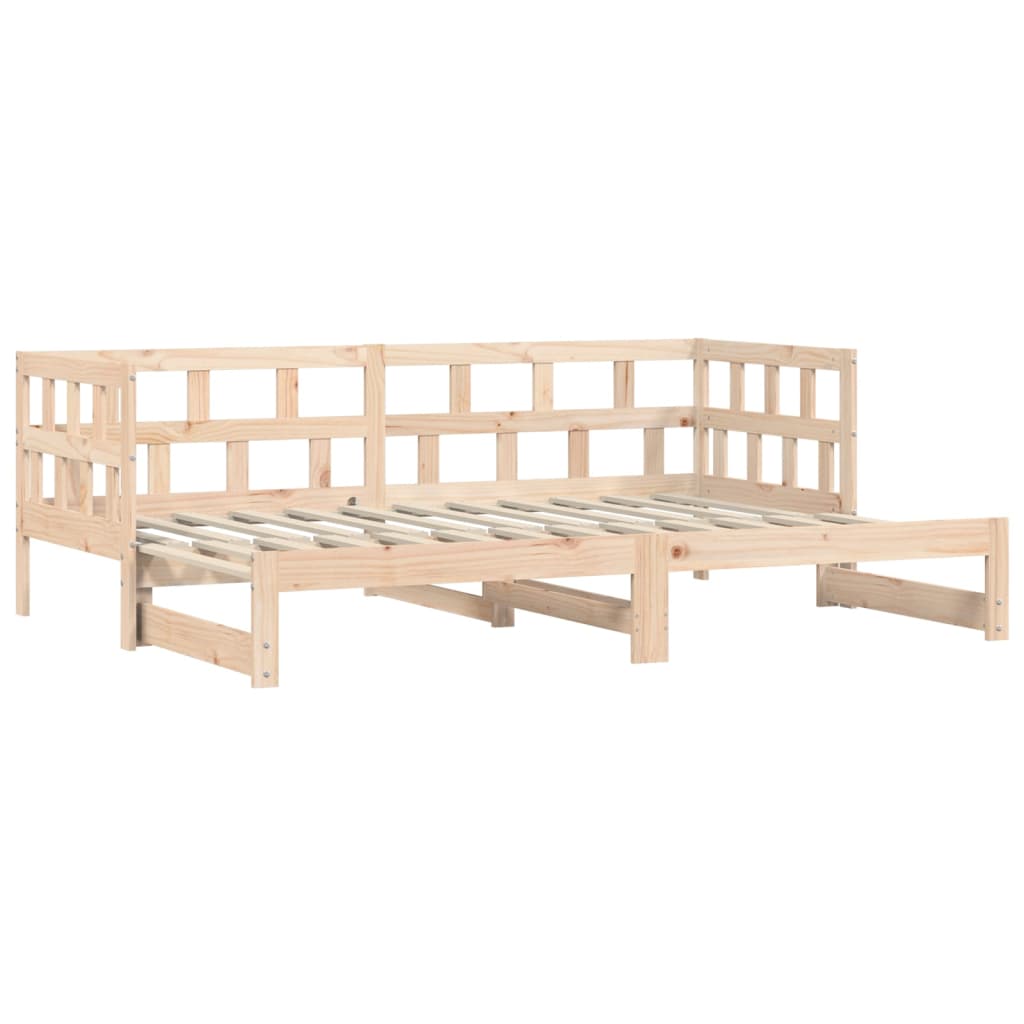 Slaapbank Met Onderschuifbed 90X190 Cm Massief Grenenhout 90 x 190 cm Naturel