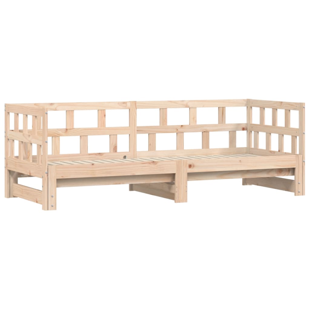 Slaapbank Met Onderschuifbed 90X190 Cm Massief Grenenhout 90 x 190 cm Naturel