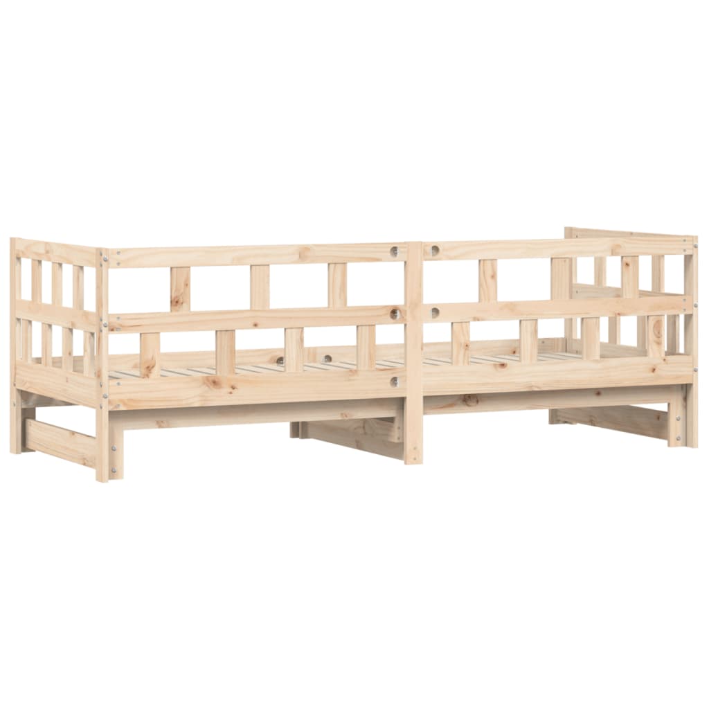 Slaapbank Met Onderschuifbed 90X190 Cm Massief Grenenhout 90 x 190 cm Naturel