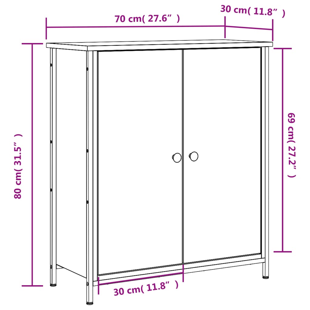 Dressoir 70X30X80 Cm Bewerkt Hout Zwart 1