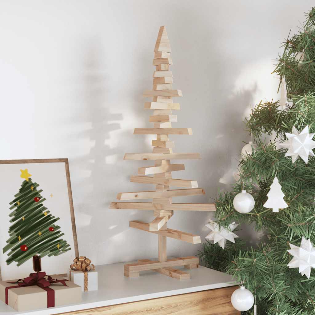 Kerstdecoratie kerstboom 90 cm massief grenenhout