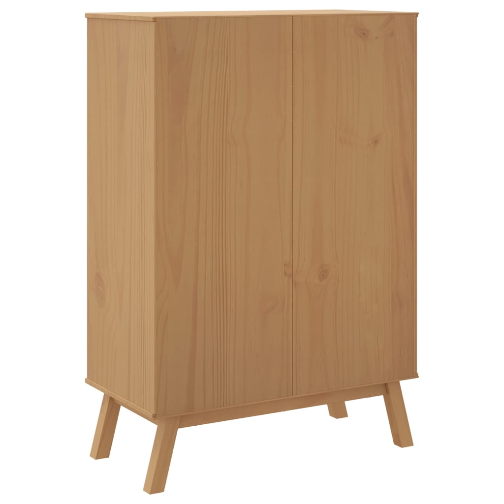 Hoge Kast Olden 85X43X125 Cm Massief Grenenhout Grijs En Bruin