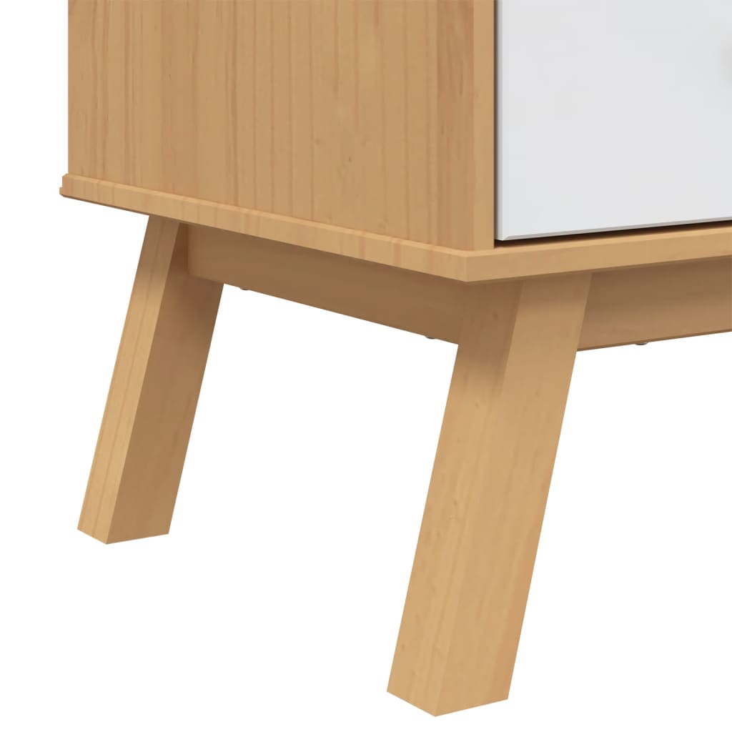 Hoge Kast Olden 85X43X125 Cm Massief Grenenhout Wit En Bruin