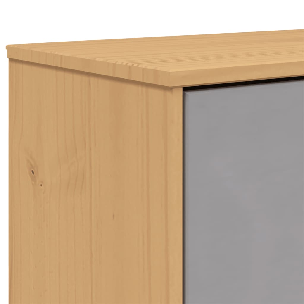 Schoenenkast Olden 55X35X120 Cm Grenenhout Grijs En Bruin