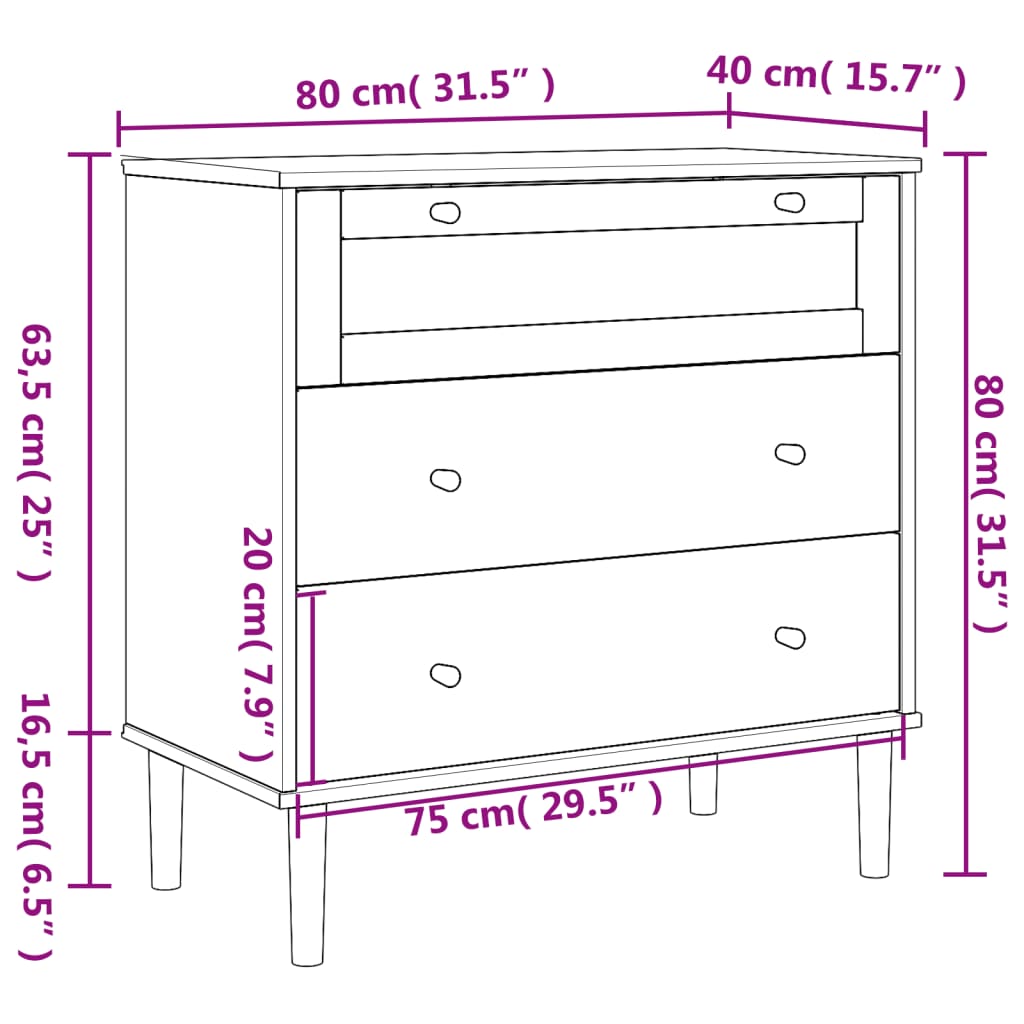 Ladekast Senja Rattan-Look 80X40X80 Cm Massief Grenenhout Bruin 1