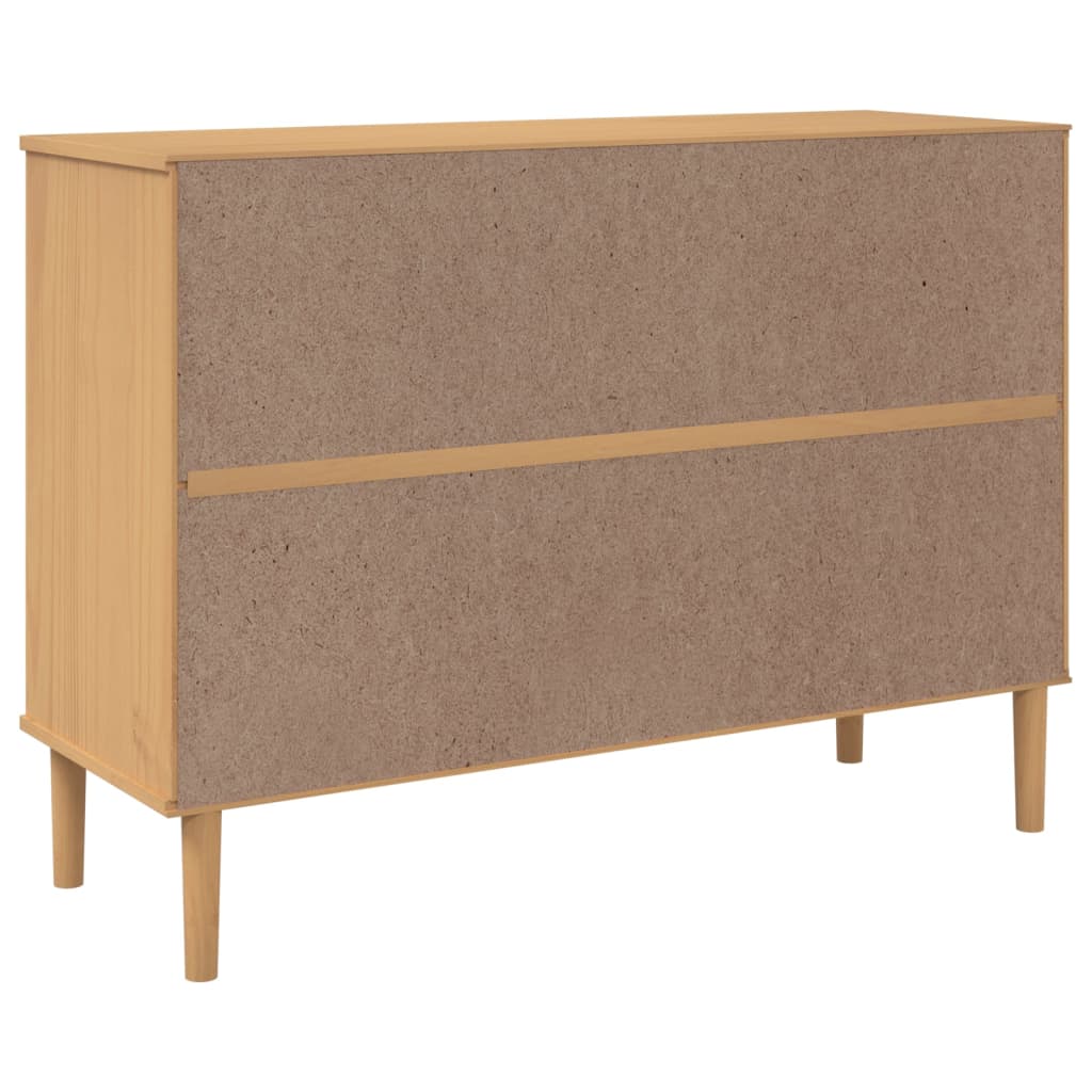 Dressoir Senja Rattan-Look 112X40X80 Cm Grenenhout Bruin