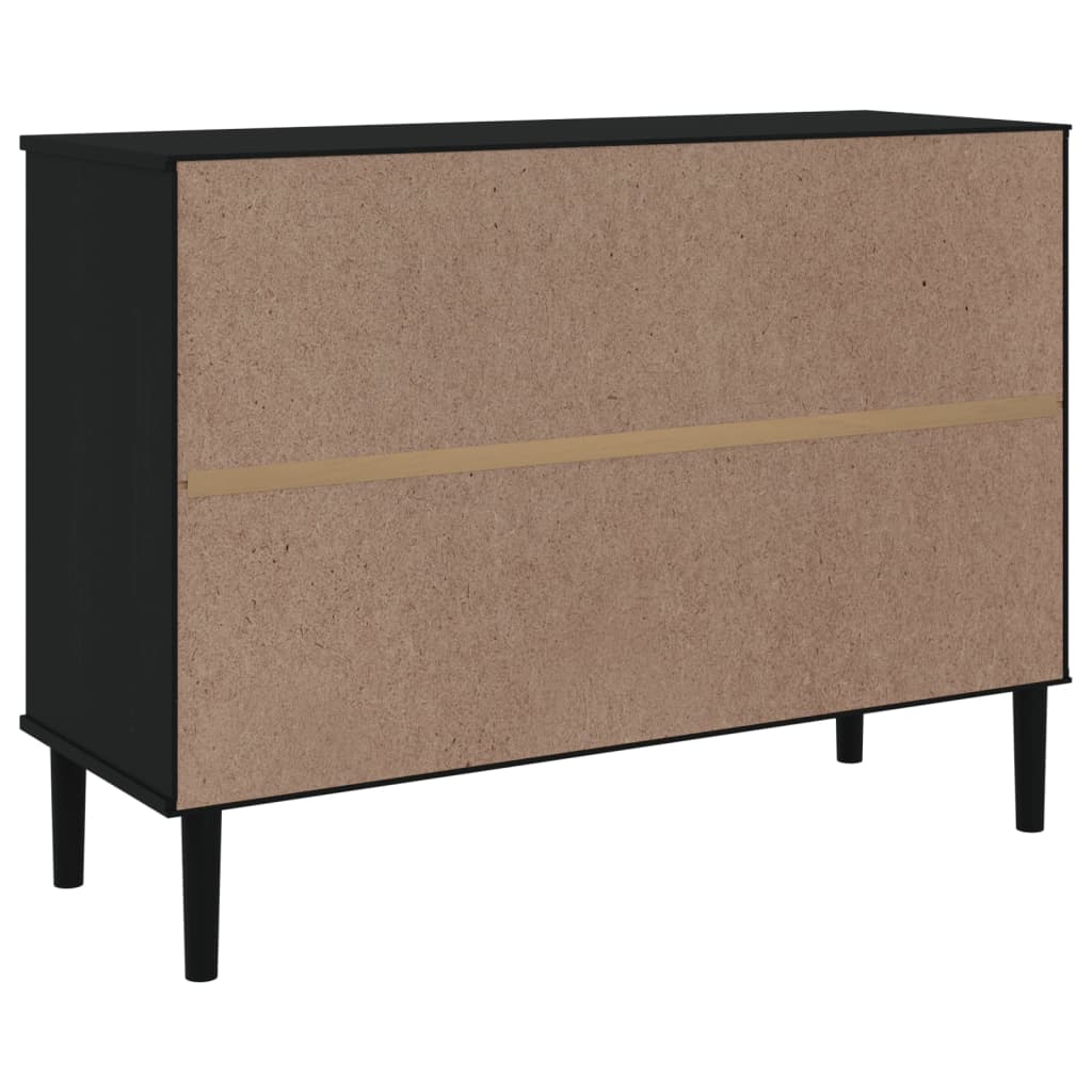 Dressoir Senja Rattan-Look 112X40X80 Cm Grenenhout Zwart