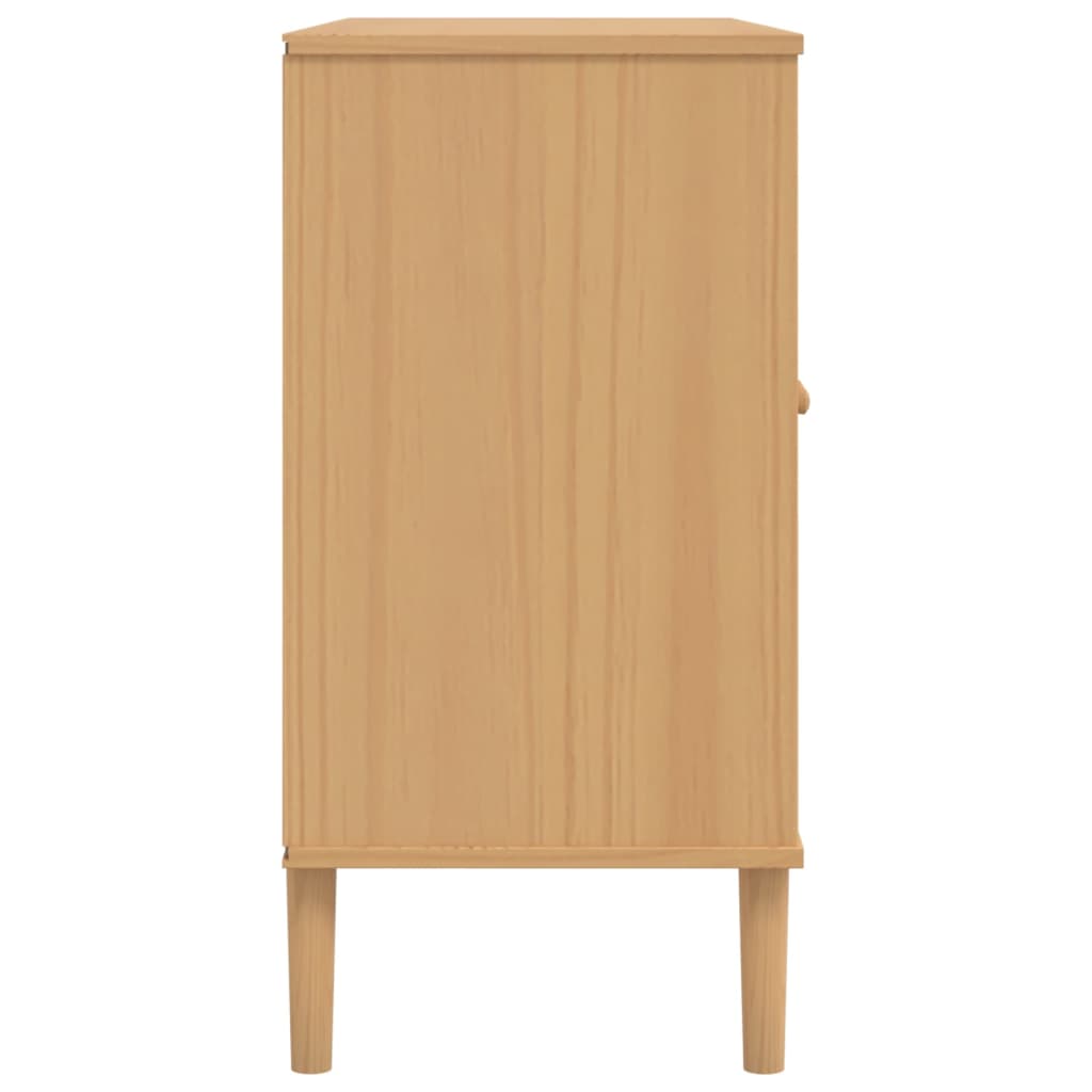 Dressoir Senja 112X40X80 Cm Rattan Massief Grenenhout Bruin