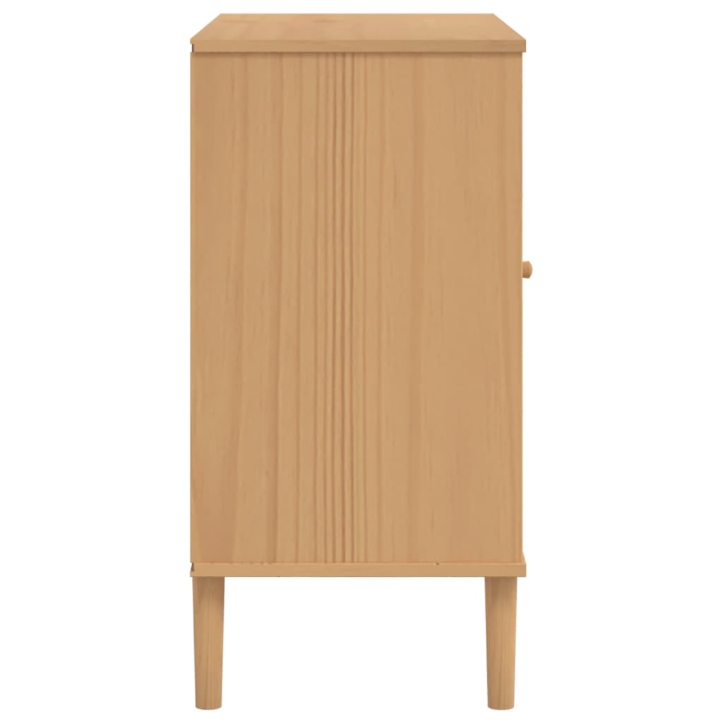 Dressoir Senja 80X40X80 Cm Rattan Look Massief Grenenhout Bruin