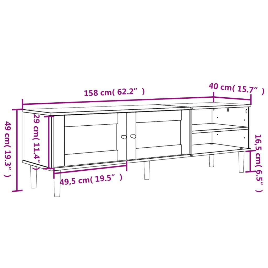 Tv-meubel SENJA 158x40x49 cm rattan-look grenenhout bruin